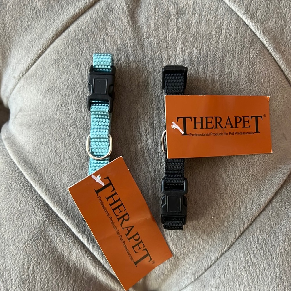 7-10” Adjustable Light Blue and Black Small Dog and Cat Collars